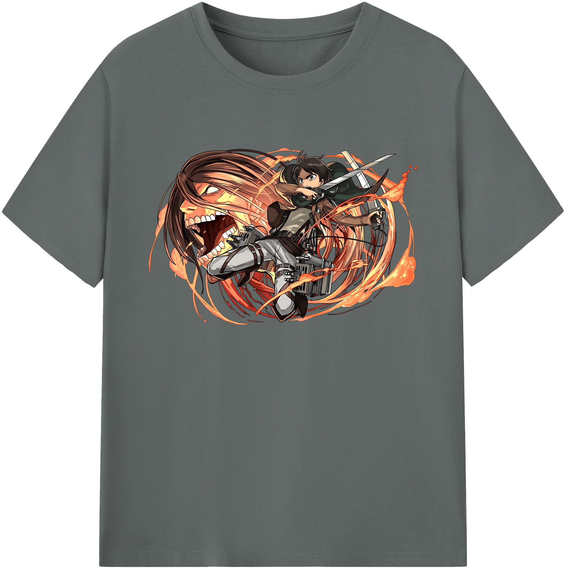 （画像用） 進撃の巨人 エレン･イェーガー Attack on Titan Eren Jäger 綿100％ メンズ半袖Tシャツ｜肌触りやわらか＆通気性